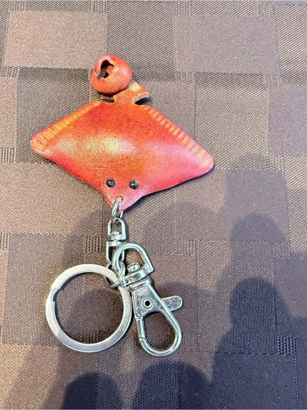 Handmade Leather Manta Ray Keychain, Hand-Painted